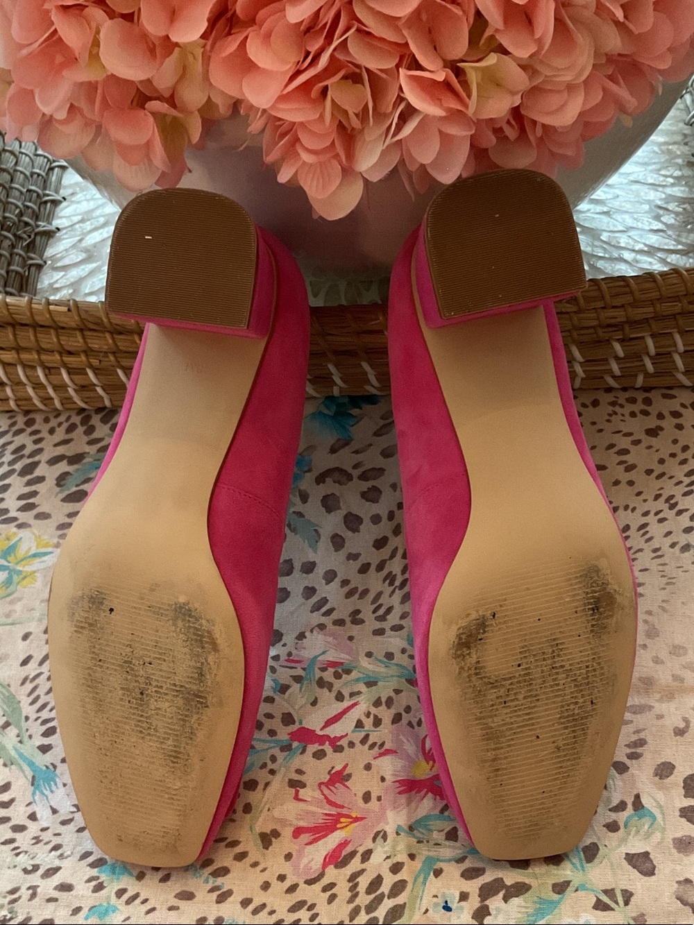 Talbots Pink Suede Block Heel Pumps with Covered Buckle - Picture 8 of 8